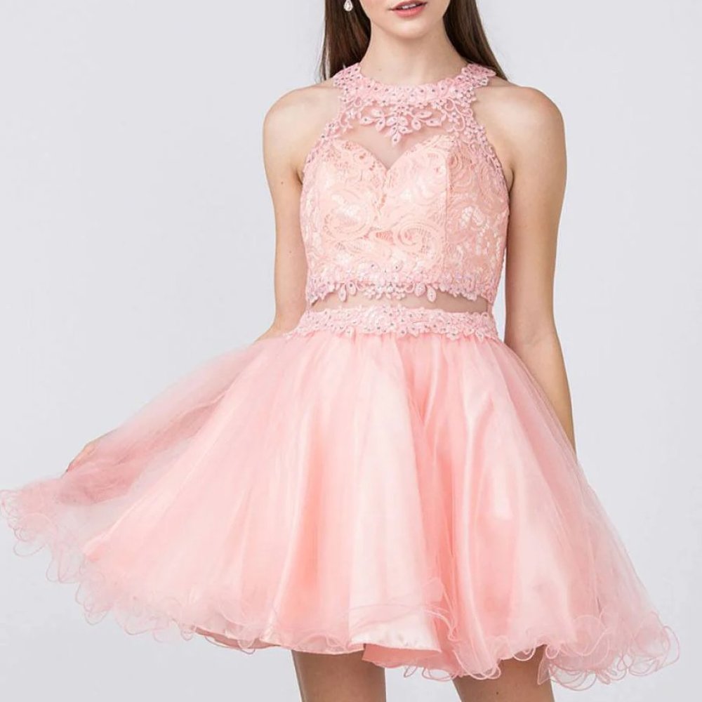 SHORT MOCK TWO PIECE DRESS WITH RUFFLED SKIRT BY STAR BOX 6417
